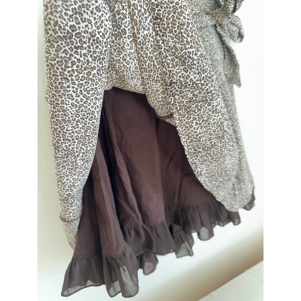 H&M Micro Leopard Print A-Line Skirt With Removable Belt Brown Size US 4 EUC - Picture 3 of 7